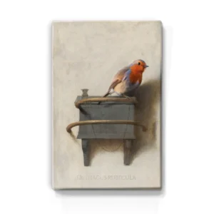 184 Roodborstje op houten paneel(tje)