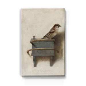 431 Huismus op houten paneel(tje)