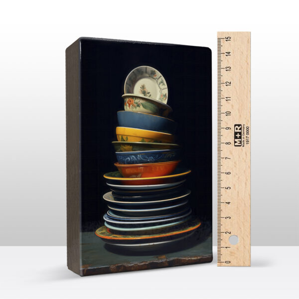 Artchoices exclusive: 033. Stapel bordjes op houten paneel(tje) groot - Afbeelding 6