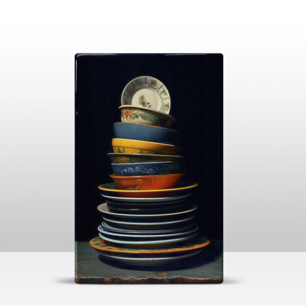 Artchoices exclusive: 033. Stapel bordjes op houten paneel(tje) groot - Afbeelding 3