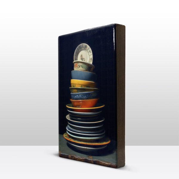 Artchoices exclusive: 033. Stapel bordjes op houten paneel(tje) groot - Afbeelding 4