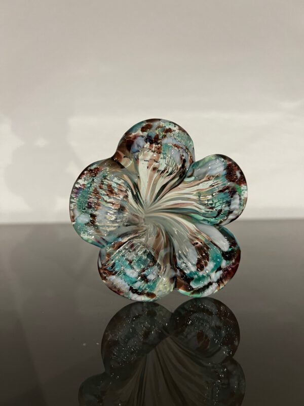 Glaskunst, turquoise bloem - Afbeelding 2