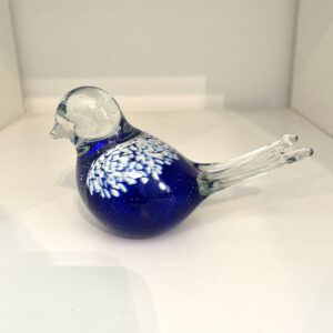 Glazen vogel blauw