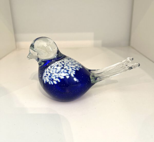 Glazen vogel blauw