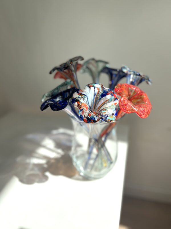 Glaskunst, turquoise bloem - Afbeelding 7