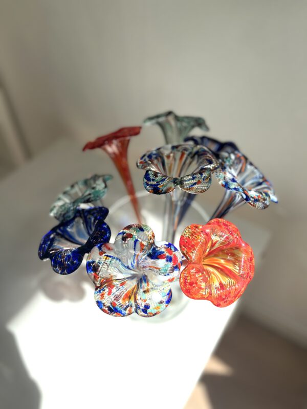 Glaskunst, turquoise bloem - Afbeelding 5