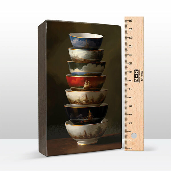 104. Kommetjes met schepen details op houten paneel(tje) - Afbeelding 6