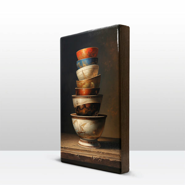 105. Kommetjes met schepen details op houten paneel(tje) - Afbeelding 3