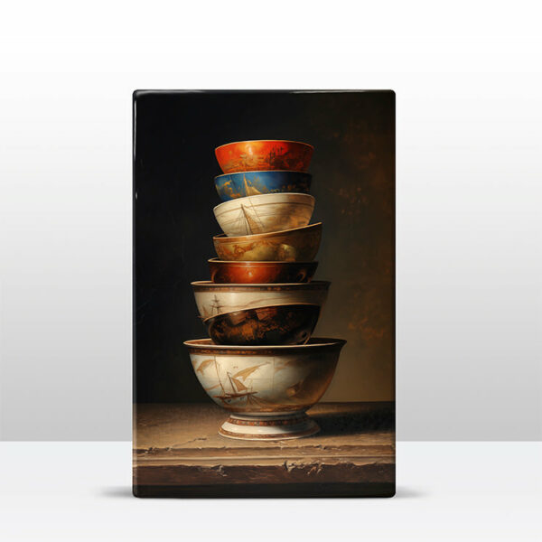 105. Kommetjes met schepen details op houten paneel(tje) - Afbeelding 4