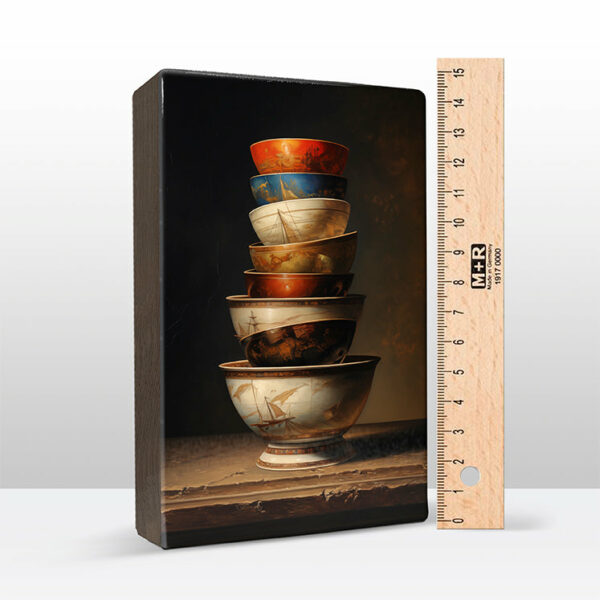 105. Kommetjes met schepen details op houten paneel(tje) - Afbeelding 5