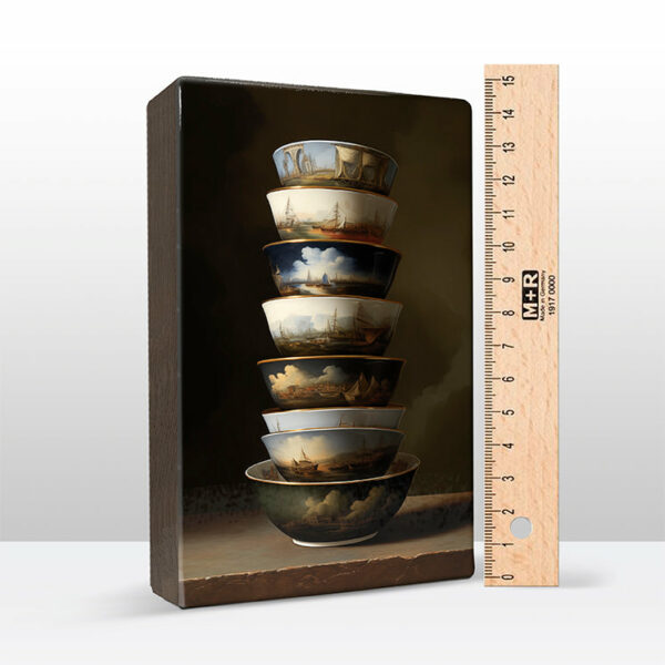 106. Kommetjes met schepen details op houten paneel(tje) - Afbeelding 6