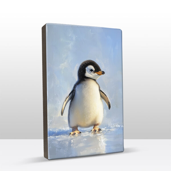 113. Cute baby pinguïn op houten paneel(tje) - Afbeelding 3