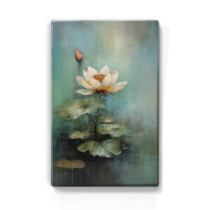 148. Lotus in het water 2 op houten paneel(tje)